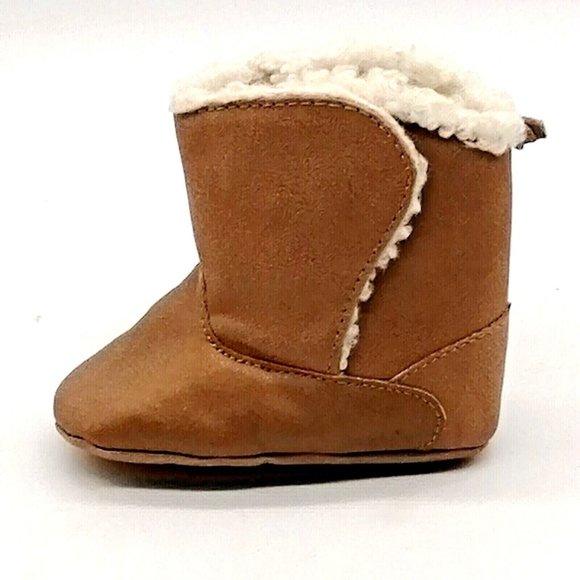 Carters Toddler Bootie Tan Hook & Loop Closure Faux Fur Lined 6 - 9 Months - Picture 1 of 9